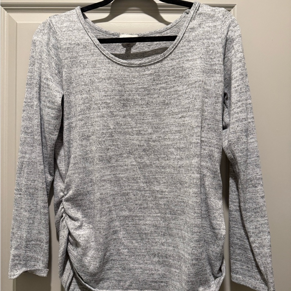 Siren Lily Gray Ruched 3/4 Sleeve Sweatshirt